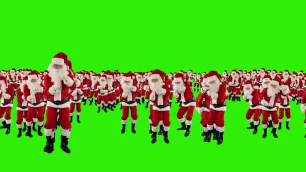 圣诞老人群舞 圣诞晚会地球形 绿色屏风 — 图库视频影像