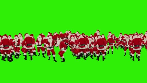 Άγιος Βασίλης Πλήθος Χορεύοντας Χριστούγεννα Κόμμα Καλή Χρονιά Σχήμα Πράσινη — Αρχείο Βίντεο