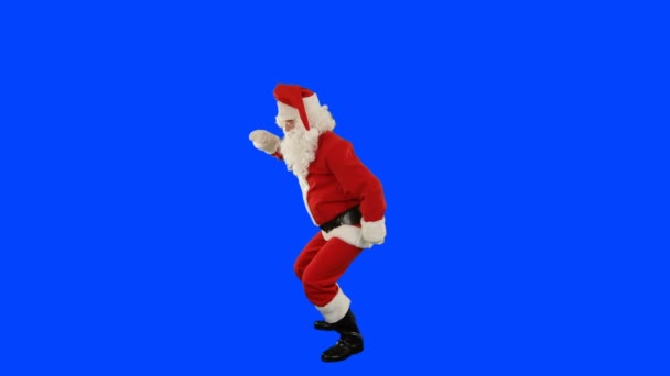 Santa Claus Bailando Aislado Danza Pantalla Azul Chromakey — Vídeo de stock