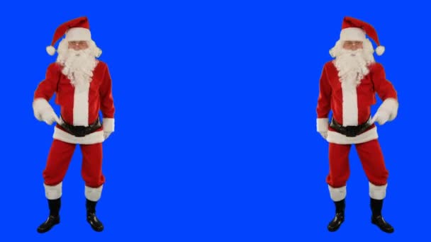 Santa Claus Χορεύοντας Απομονωμένη Χορός Μπλε Οθόνη Chromakey — Αρχείο Βίντεο