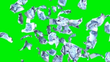 Güney Kore Won para birimi Yeşil Ekran 'a karşı yavaş çekimde uçuyor.