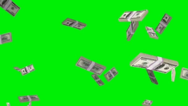 Dollaro Usa Pila Volare Rallentatore Contro Schermo Verde — Video Stock