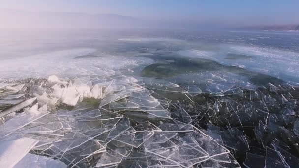 Vista Fantastica Con Ghiaccio Ghiaccio Ghiacciato Che Scioglie Primavera Grande — Video Stock