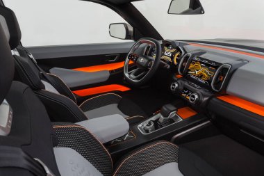 Togliatti, Samara bölgesi / Rusya - 22 Ağustos 2018: Yeni konsept off road car Lada 4x4 Vision. Agresif araç tasarımı.
