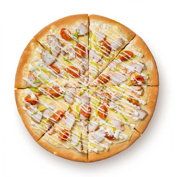 Pizza Gustosa Pizza Italiana Isolata Fondo Bianco — Foto Stock