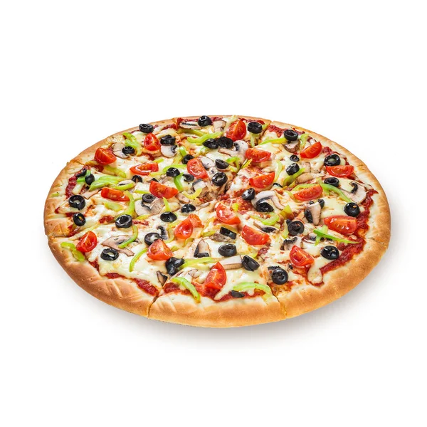 Pizza Saborosa Pizza Italiana Isolada Fundo Branco — Fotografia de Stock