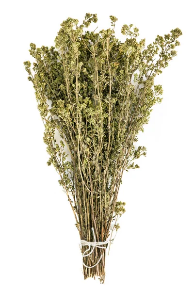 Bos van gedroogde oregano vastgebonden met string geïsoleerd Top View — Stockfoto