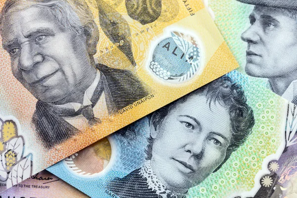 Australisches Geld Hintergrund neue Scheine — Stockfoto