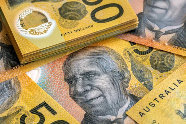 Australian Fifty Dollar Bills Full Frame Background — Stock Photo, Image