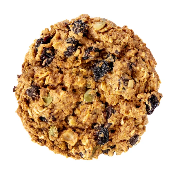 Home Made Granola Cookie Top View Isolated White Delicious Healthy — Stock Photo, Image