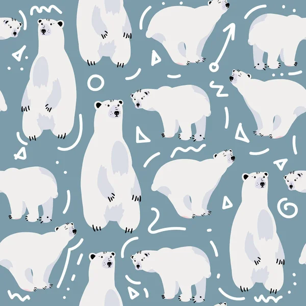 かわいいシロクマのシームレス パターン. — ストックベクタ