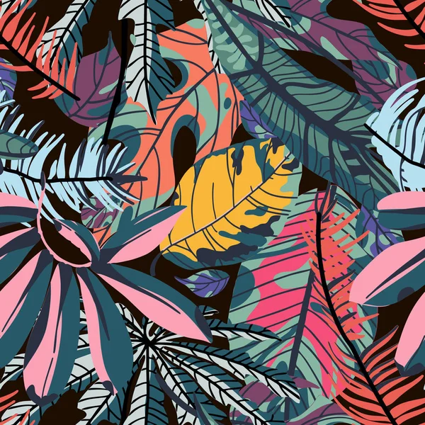 Feuilles de palmier tropical motif sans couture . — Image vectorielle