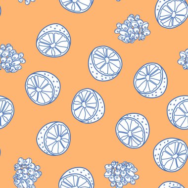 Meyve portakal ve üzüm ile seamless modeli.