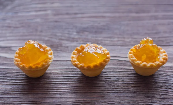 Tartlets Orange Jam Wooden Background Royalty Free Stock Images