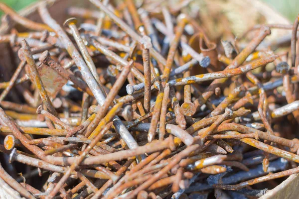 bunch of old rusty nails close-up,selective focus