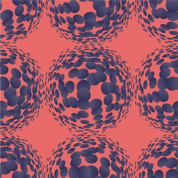 生きているサンゴのハーフトーン サークル シームレスなパターン ベクトル図 — ストックベクタ