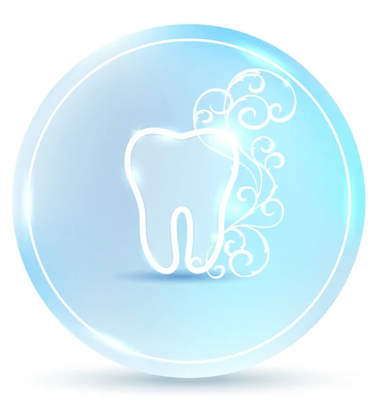 Όμορφη Οδοντιατρικό Σύμβολο Στρογγυλή Δόντι Εικονίδιο Άσπρο Αφηρημένη Swirly Λουλούδι — Διανυσματικό Αρχείο