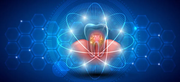 Bela Ilustração Dente Transparente Fundo Azul Abstrato Conceito Tratamento Odontológico — Vetor de Stock