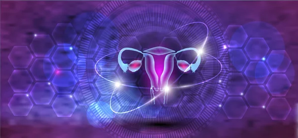 Kvinnliga Livmodern Och Äggstockarna Abstrakta Vetenskapliga Bakgrund Reproduktionsorgan Behandlingskoncept Vacker — Stock vektor