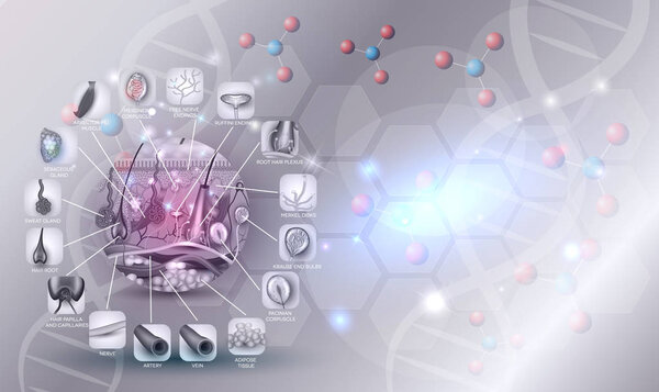 Анатомия кожи абстрактный научный светящийся фон
