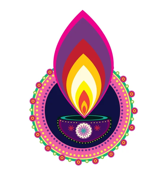 Indiska Nyåret Element Diwali Levande Ljus — Stock vektor