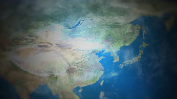 Pemandangan Asia Timur pada peta dunia — Stok Foto