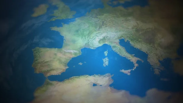 Vue de l'Europe du Sud sur une carte du monde — Photo