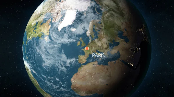 Illüstrasyon Paris Fransa Nın Uzaydan Görülen Bir Küre Üzerindeki Konumunu — Stok fotoğraf