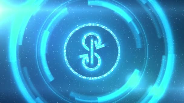 Μπλε Yearn Finance Σύμβολο Yfi Συμβολική Επικεντρώνεται Ένα Φόντο Starscape — Αρχείο Βίντεο