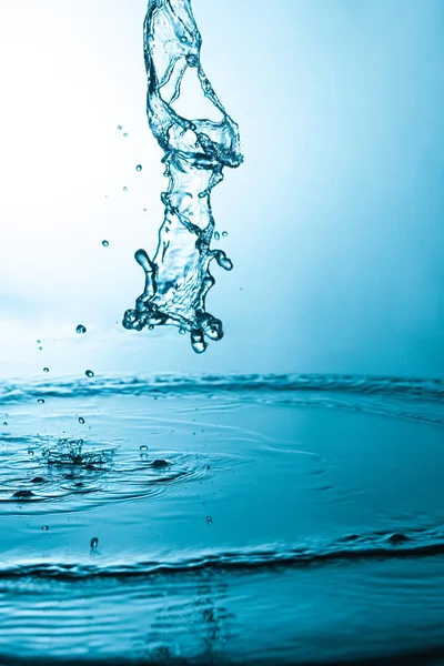 Abstrato Respingo Água Fundo Azul — Fotografia de Stock