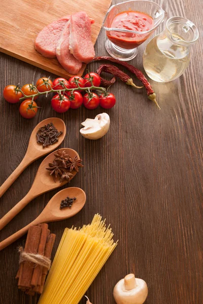 Συστατικά Για Την Προετοιμασία Οξεία Ιταλική Σάλτσα — Φωτογραφία Αρχείου
