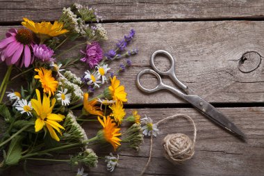 Buket çiçegi ve ahşap Pano için makaslar.