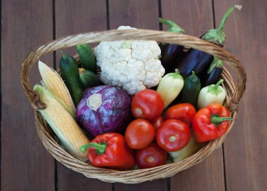 Sonbahar sebze sepeti ahşap tablo