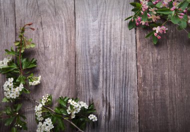 Bahar çiçekleri alıç ahşap arka plan üzerinde