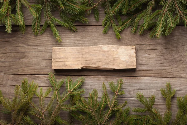 Arbre Noël Sur Fond Bois Avec Espace Copie — Photo