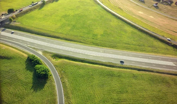 Aerial View Road Junction Green Fields — Stock Photo, Image