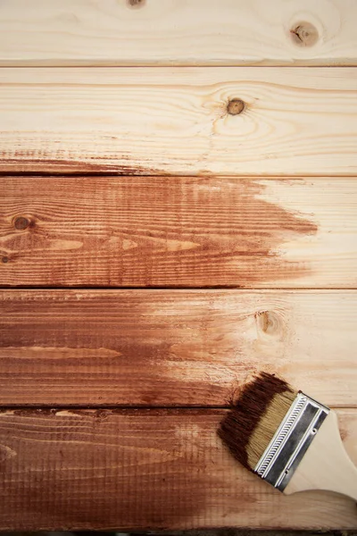 Wood Painting Brush Brown Color — Stock Photo, Image