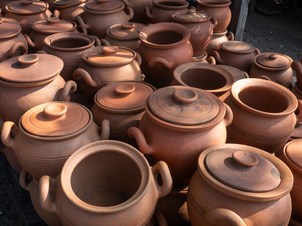 Many  earthenware jugs for wine are sold. Georgia