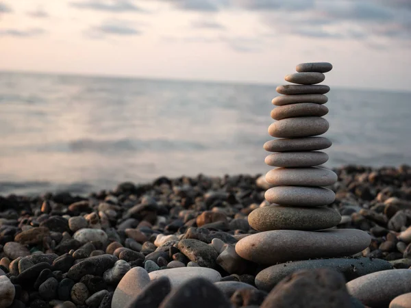 Rocks stack on the coast of   Sea beach, concept of balance and harmony.