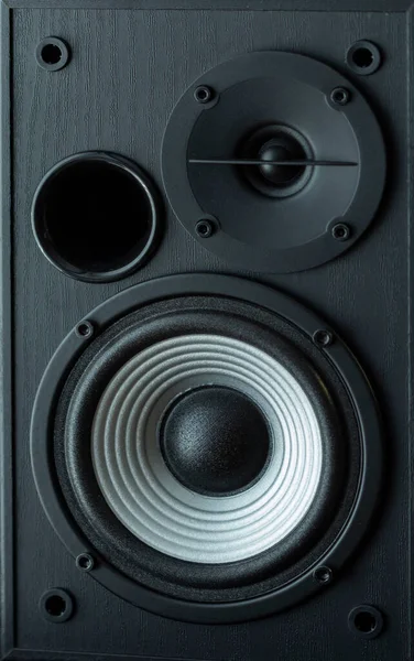 Altavoces Acústicos Sobre Fondo Negro Concepto Multimedia Audio Sonido Espacio — Foto de Stock