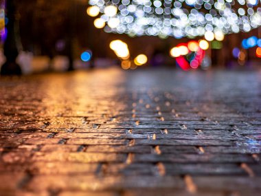 Şehrin bulanık ışıkları soyut bokeh.