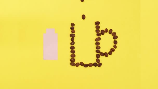 Stop Motion Een Kopje Koffie Wordt Geleidelijk Leeg Vullen Accu — Stockvideo