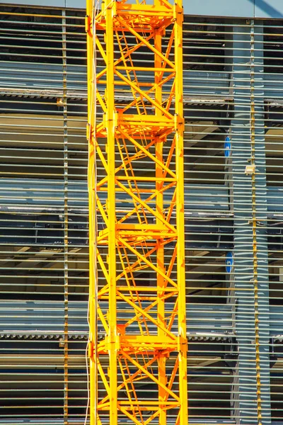 Concept photo of building construction, construction, orange cra — Stock Photo, Image