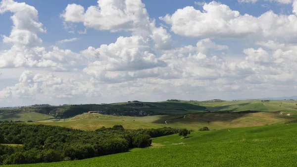 Vacker Utsikt Över Typiska Tuscany Landskapet Val Orcia Kullar Ängar — Stockfoto