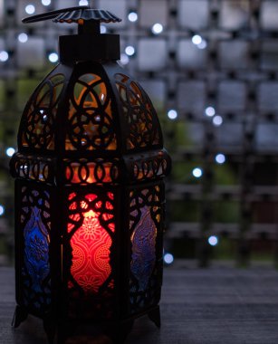Bayram veya ramazan fener ile led ışıklar bokeh