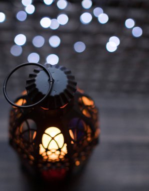 Bayram veya ramazan fener ile led ışıklar bokeh