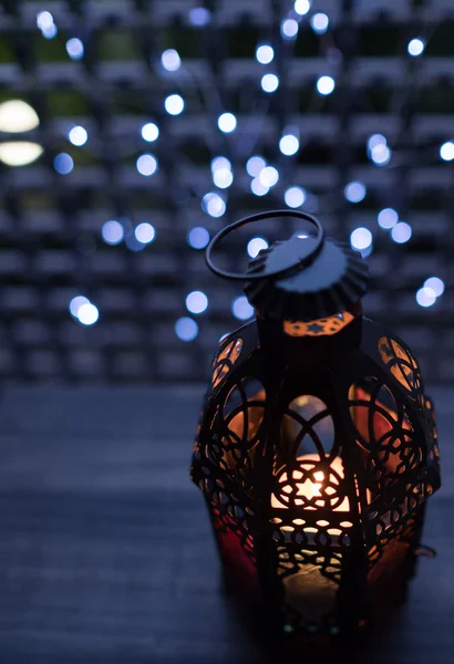 Eid Ramadhan Lantern Led Lights Bokeh — Stock Photo, Image