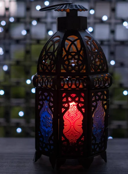 Eid Oder Ramadhan Laterne Mit Led Lichtern Bokeh — Stockfoto