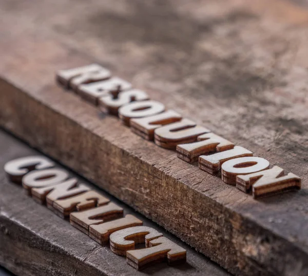 Resolution Conflict Text Wooden Background — Stock Photo, Image