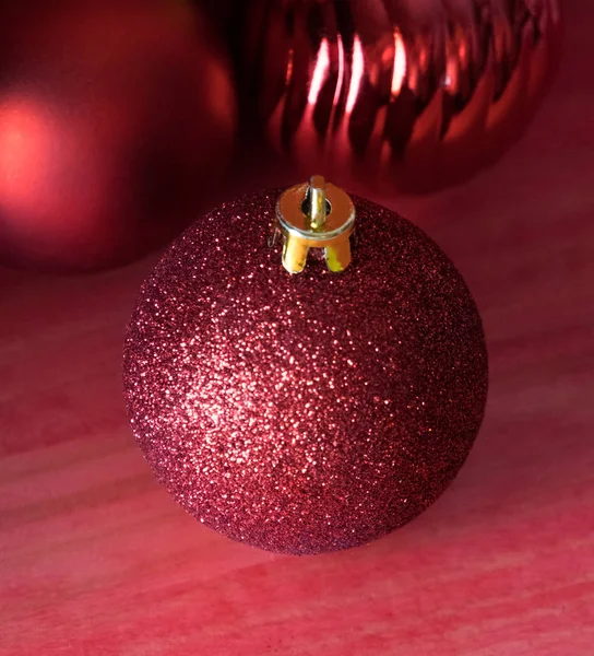 Christmas Balls Red Wooden Background Royalty Free Stock Images